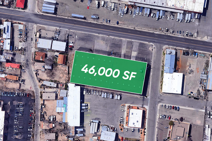 Google Maps aerial view of a 46,000 SF industrial building at 1340 Broadway Boulevard NE in Albuquerque, NM.