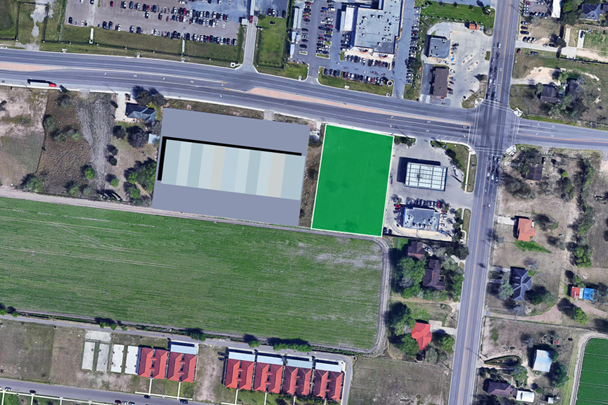 Aerial view of a 1.39 acre plot located at 205 Nolana Loop in San Juan, TX.
